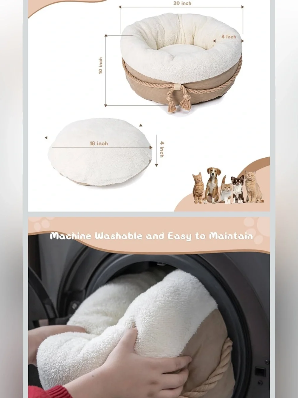 Plush Cat Bed or Small Dog Bed